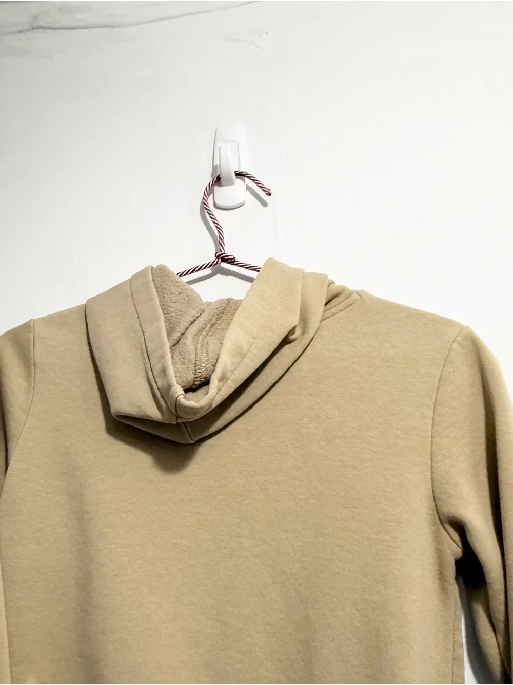 CONVERSE Kids Beige Fleece Lined Hoodie Logo Sweatshirt Size S 8-10
